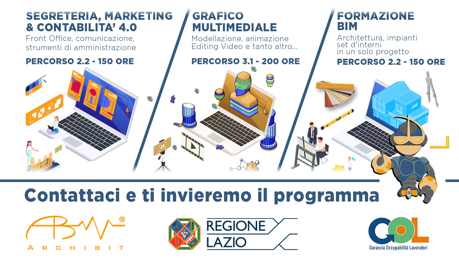 Immagine che mostra i corsi del programma gol proposti da Archibit Generation srl